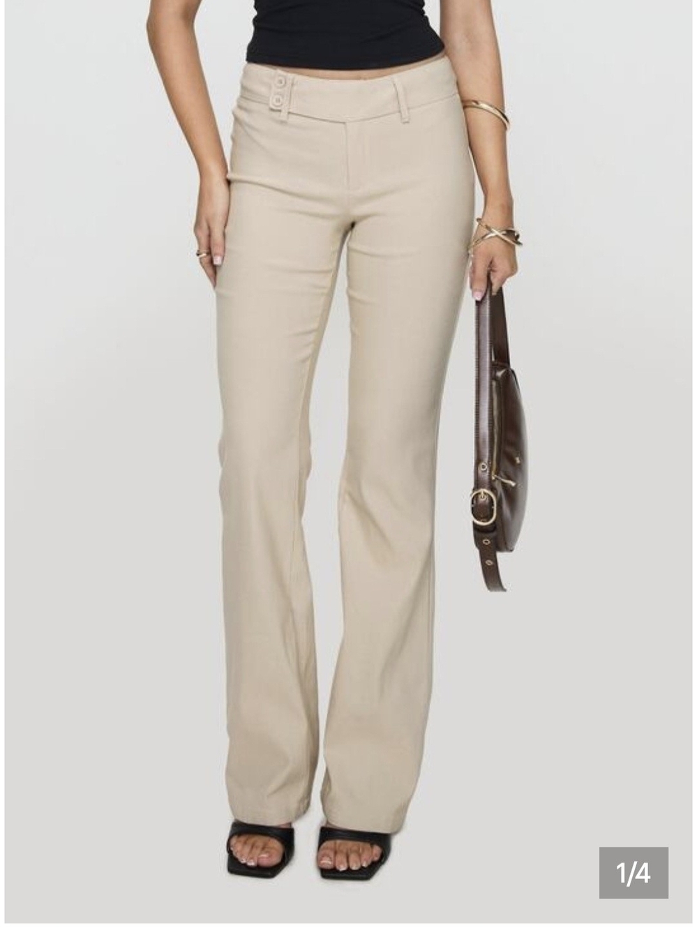 Princess Polly Kinkirk Flared Pants Taupe Tan Size 4 Never Worn